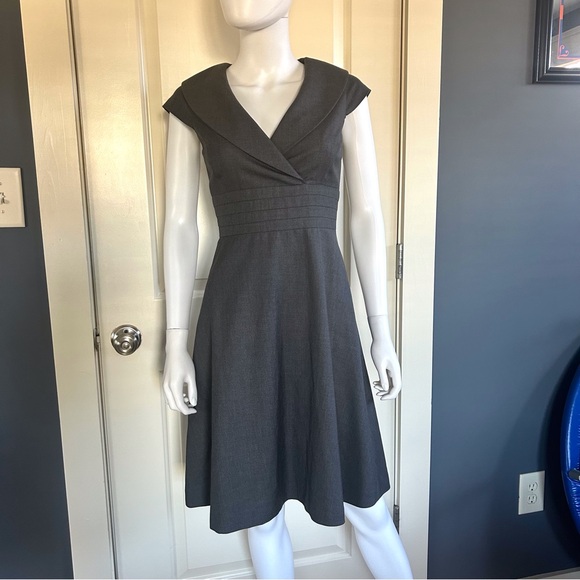 Calvin Klein Dresses & Skirts - Calvin Klein Charcoal Wrap Cap Sleeve Banded Waist Dress